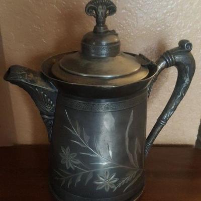 Antique S.P. & Co Etched Quadruple Plated Tea Coffee Water Pitcher 1103 London