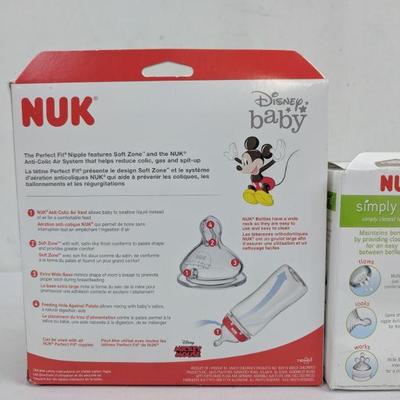 Nuk Mickey Mouse Perfect FIt Bottles & Nuk Simply Natural Bottle - New