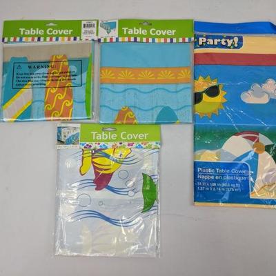Plastic Table Covers: 2 Surfboards, 1 Fish, 1 Beach Party - New