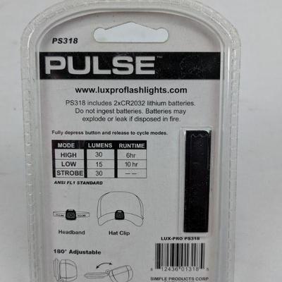 Pulse Micro LED Headlamp With Hat Clip, Blue & Orange - New
