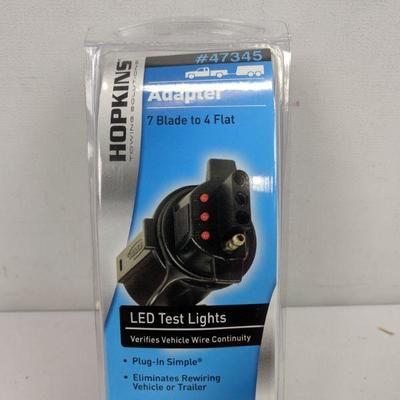 Hopkins Trailer Lights Adapter, 7 Blade to 4 Flat, LED Test Lights - New