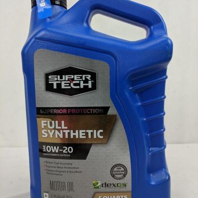 Super Tech Full Synthetic SAE 0W-20 Motor Oil, 5 Quarts - New