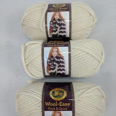 Lion Brand Yarns Wool-Ease, Cream, Set of 3, 6 oz, 106 yds - New