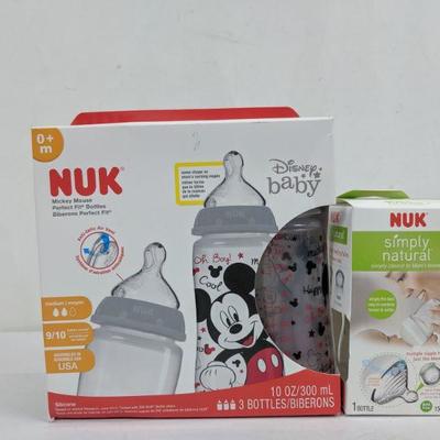Nuk Mickey Mouse Perfect FIt Bottles & Nuk Simply Natural Bottle - New