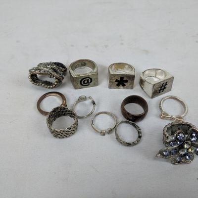 Misc Rings, Costume Jewelry, Lot of 12 - Rusting