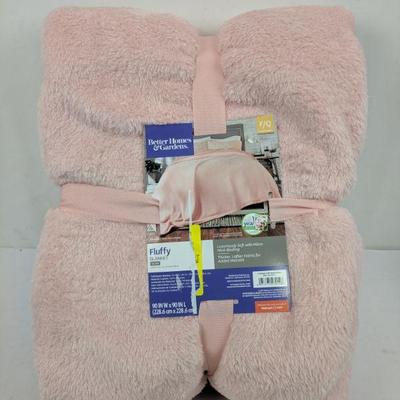Better Homes & Gardens Fluffy Blanket, Pink, Queen - Needs Cleaning