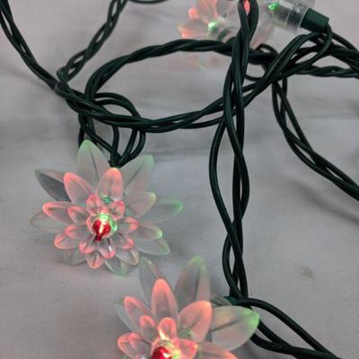 White Flower LED Multi-Colored Outdoor Lights, 2 Strands- Tested, Works