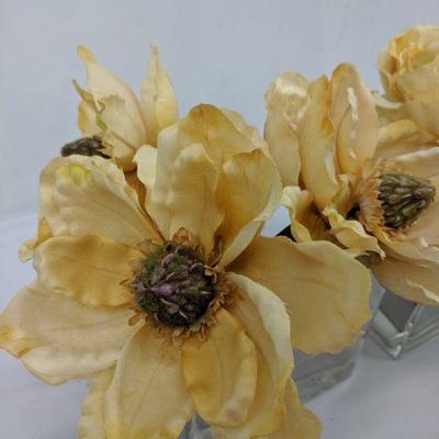 Yellow Flower Table Plants, Set of 2, With Glass Holders