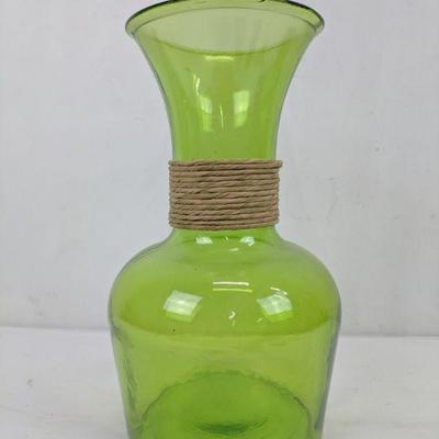 Green Glass Vase, 12.5