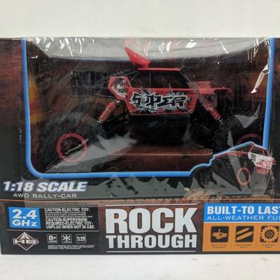 Rock Through 1:18 Scale 4WD Rally Car, Drives Slow Bad Antenna? For Parts, As Is
