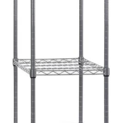5 Tier Wire Shelving with Hooks in Silver - SEE DESCRIPTION