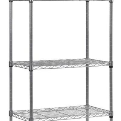 5 Tier Wire Shelving with Hooks in Silver - SEE DESCRIPTION