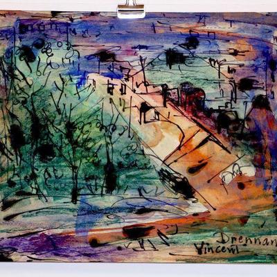 circa 1940's Watercolor/Pastel 14" x 11" Signed Vincent Drennan #016