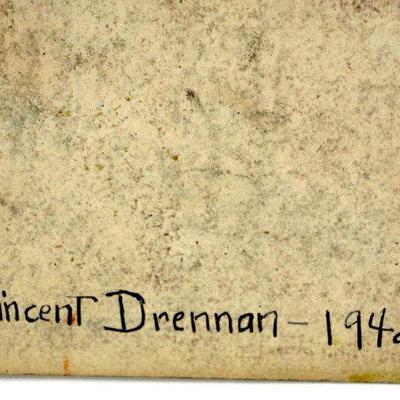 circa 1942 Pastel/Watercolor Painting 24" x 18" Signed Vincent Drennan #035
