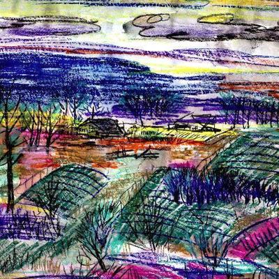 circa 1943 Pastel/Watercolor 24" x 18" Signed Vincent Drennan #028