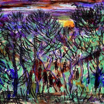 1940's Pastel/Watercolor Painting 24" x 18" Signed Vincent Drennan #036