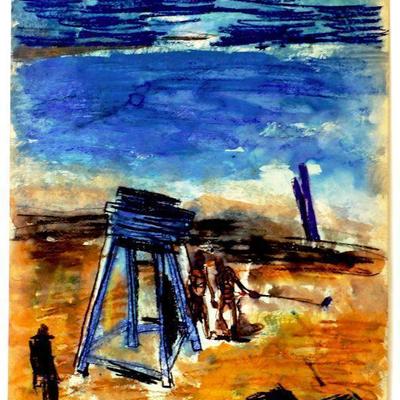 circa 1940's Watercolor/Pastel 24" x 18" Signed Vincent Drennan #081