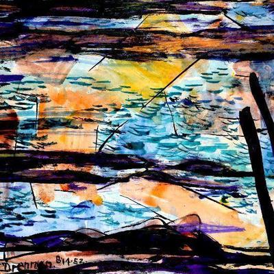 circa 1952 Watercolor 24" x 18" Signed Vincent Drennan #024