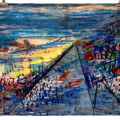 circa 1941 Pastel/Watercolor 24" x 18" Signed Vincent Drennan #031