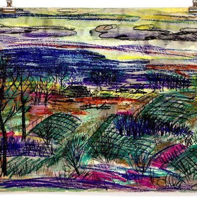 circa 1943 Pastel/Watercolor 24" x 18" Signed Vincent Drennan #028