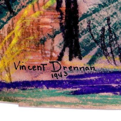 circa 1943 Pastel/Watercolor 24" x 18" Signed Vincent Drennan #028