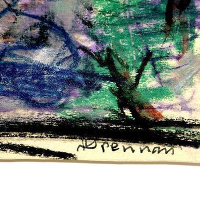 circa 1940's Pastel Painting 10.5" x 9" Signed Vincent Drennan #009