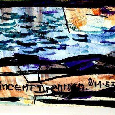 circa 1952 Watercolor 24" x 18" Signed Vincent Drennan #024