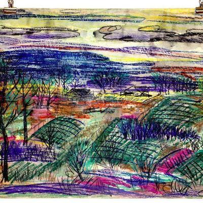circa 1943 Pastel/Watercolor 24" x 18" Signed Vincent Drennan #028