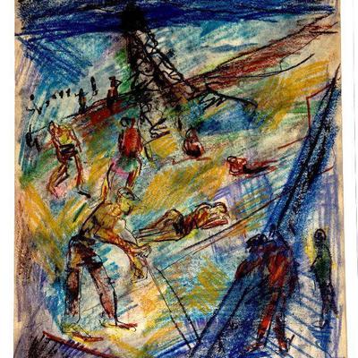 circa 1941/42 Pastel/Watercolor 24" x 18" Signed Vincent Drennan #033