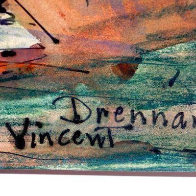 circa 1940's Watercolor/Pastel 14" x 11" Signed Vincent Drennan #016