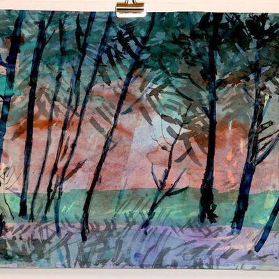 circa 1940's Watercolor 14" x 10.5 Signed Vincent Drennan #015