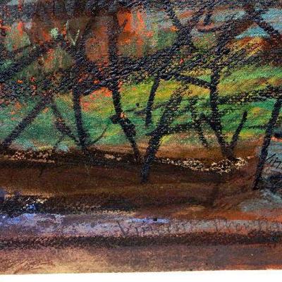circa 1940's Pastel/Watercolor 24" x 18" Signed Vincent Drennan #093