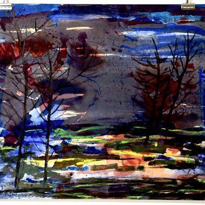 circa 1955 Watercolor 24" x 18" Signed Vincent Drennan #071
