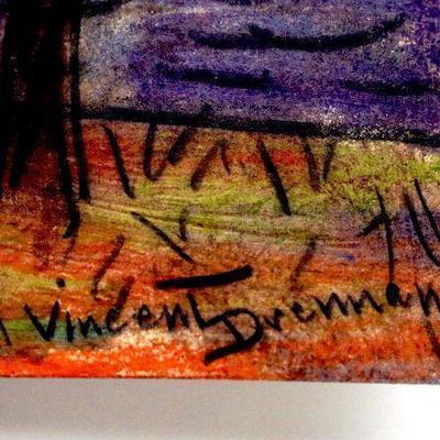 circa 1940's Pastel Painting 14" x 11" Signed Vincent Drennan #018