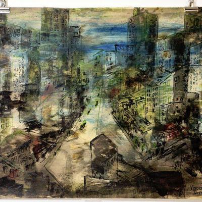 circa 1948 Watercolor 24" x 18" Signed Vincent Drennan #089