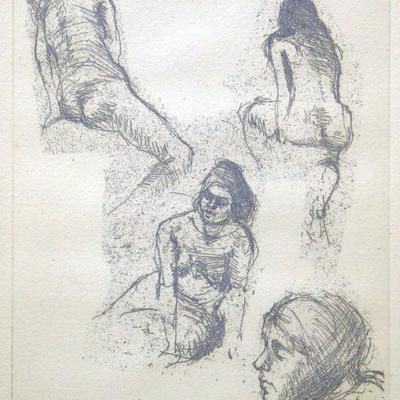 Vintage Lithograph "Figure Study" LE #4/15 Signed Framed in Shadow Box