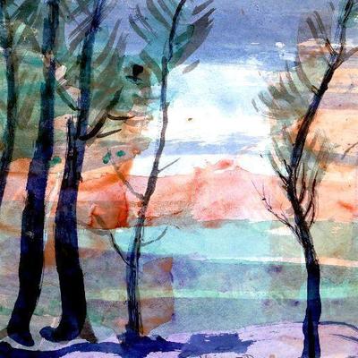 circa 1940's Watercolor 14" x 10.5 Signed Vincent Drennan #014