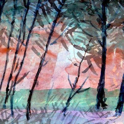 circa 1940's Watercolor 14" x 10.5 Signed Vincent Drennan #015