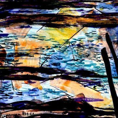 circa 1952 Watercolor 24" x 18" Signed Vincent Drennan #024
