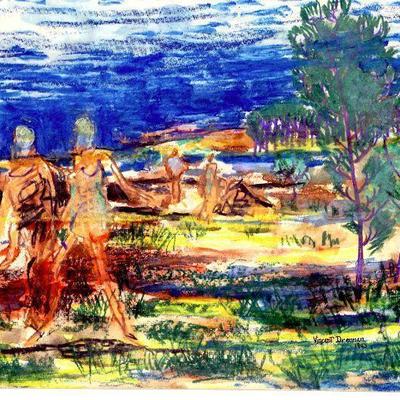 circa 1943 Watercolor/Pastel 24" x 18" Signed Vincent Drennan #091