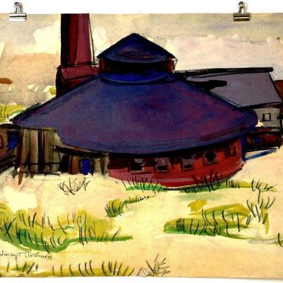 1940's Watercolor/Pastel Painting Signed Vincent Drennan 24" x 18" #103