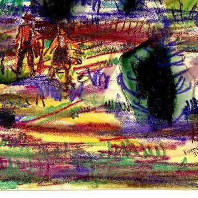 circa 1942 Watercolor 24" x 16.5" Signed Vincent Drennan #043