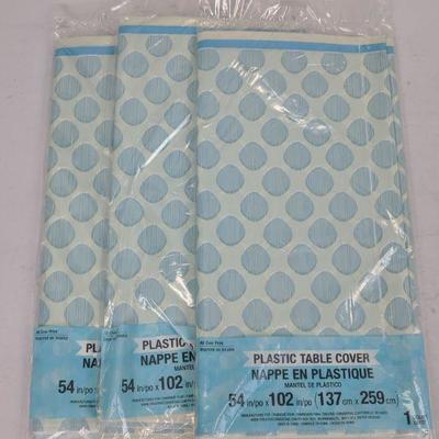 Plastic Table Cover, Blue/Polka Dot, 54