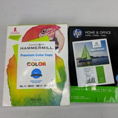 Premium Color Copy 500 Sheets & HP Home/Office Paper 500 Sheets 8.5