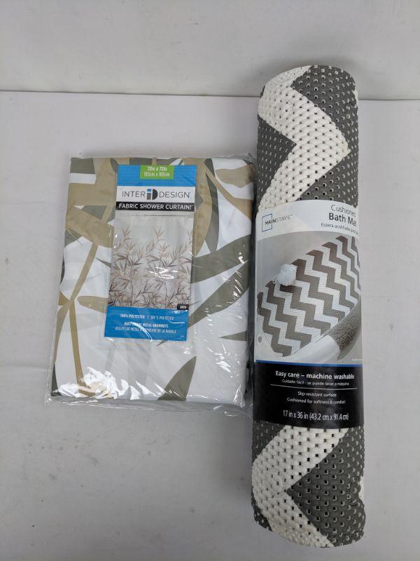 Interdesign Fabric Shower Curtain Mainstays Cushioned Bath Mat
