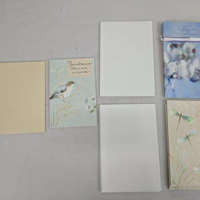 Sympathy Cards Qty 12 W/ Envelopes, 3 Designs 4 Each - New