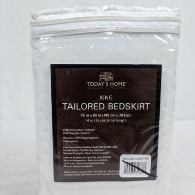 Today's Home Tailored Bedskirt, King, White, 78
