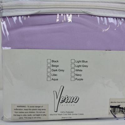 Veino Fashion Embroidered Microfiber Sheet Set, Lilac, Full - New