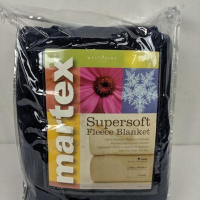 Martex Supersoft Fleece Blanket, Navy, Twin - New