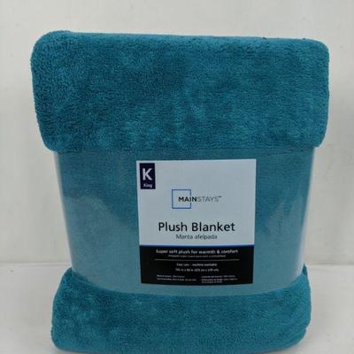Mainstays Plush Blanket, King, Teal - New